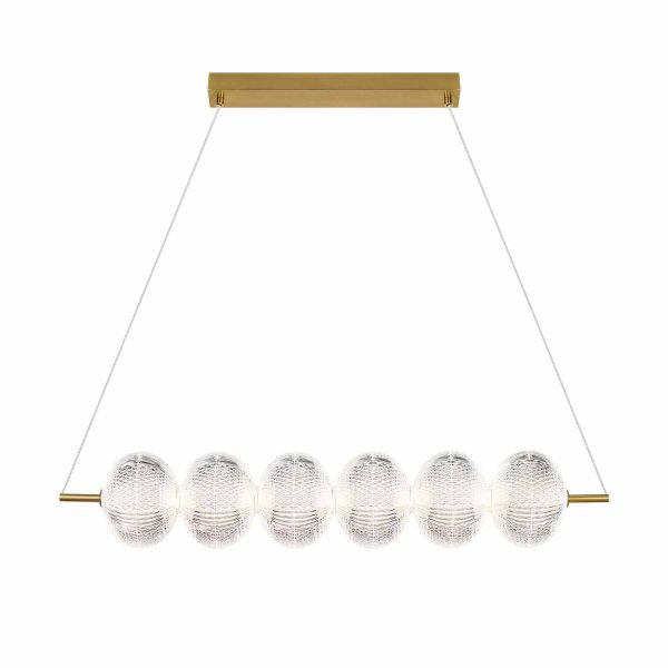 Plafonnier LED SALMA 6 tulipes acrylique et doré, design glamour, idéal pour grands salons et salles à manger de luxe 2